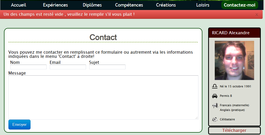 web cv contact